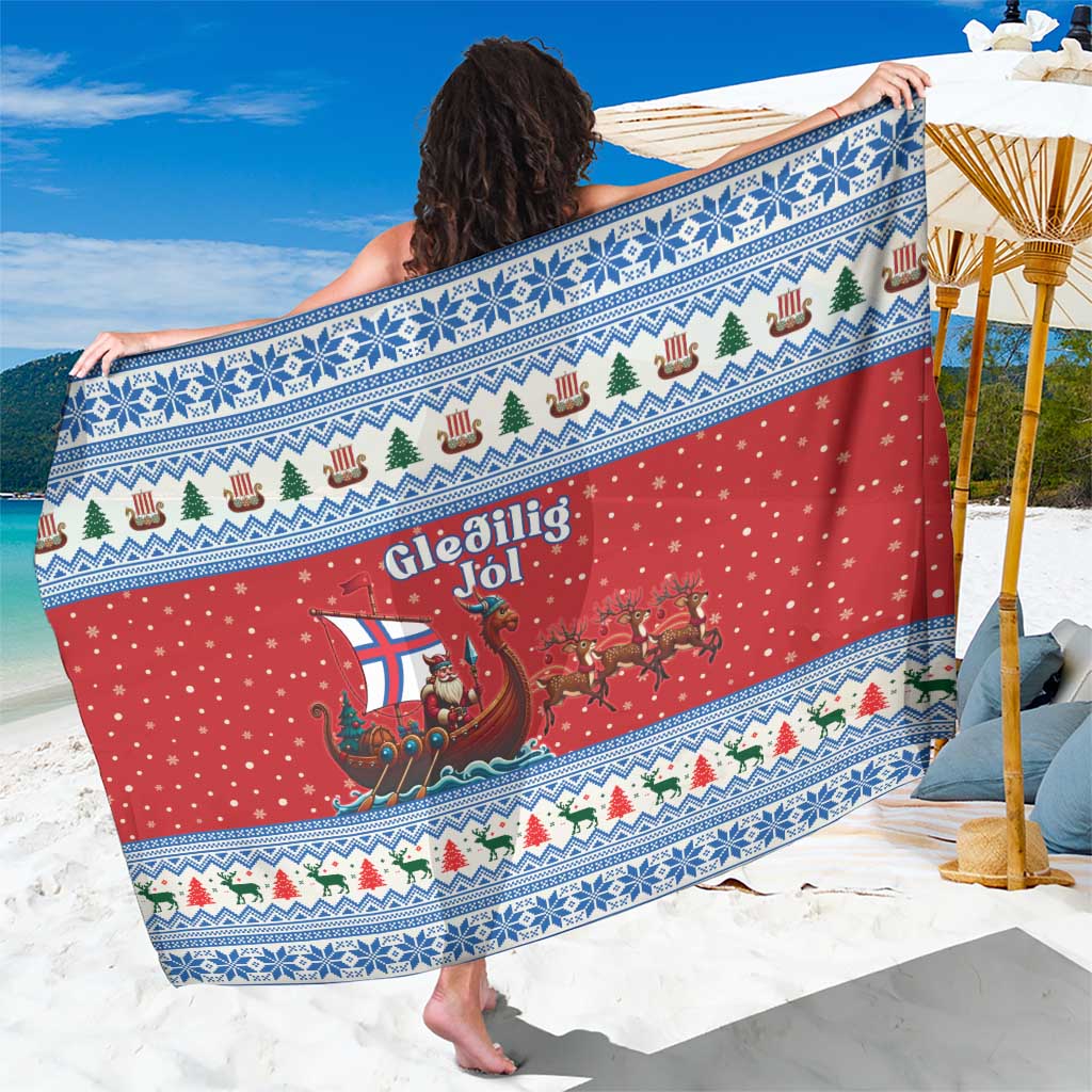 Faroe Islands Viking Santa Christmas Sarong Funny Reindeer Norse Xmas - Wonder Print Shop