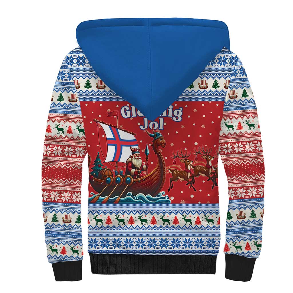 Faroe Islands Viking Santa Christmas Sherpa Hoodie Funny Reindeer Norse Xmas - Wonder Print Shop