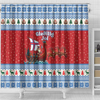 Faroe Islands Viking Santa Christmas Shower Curtain Funny Reindeer Norse Xmas - Wonder Print Shop