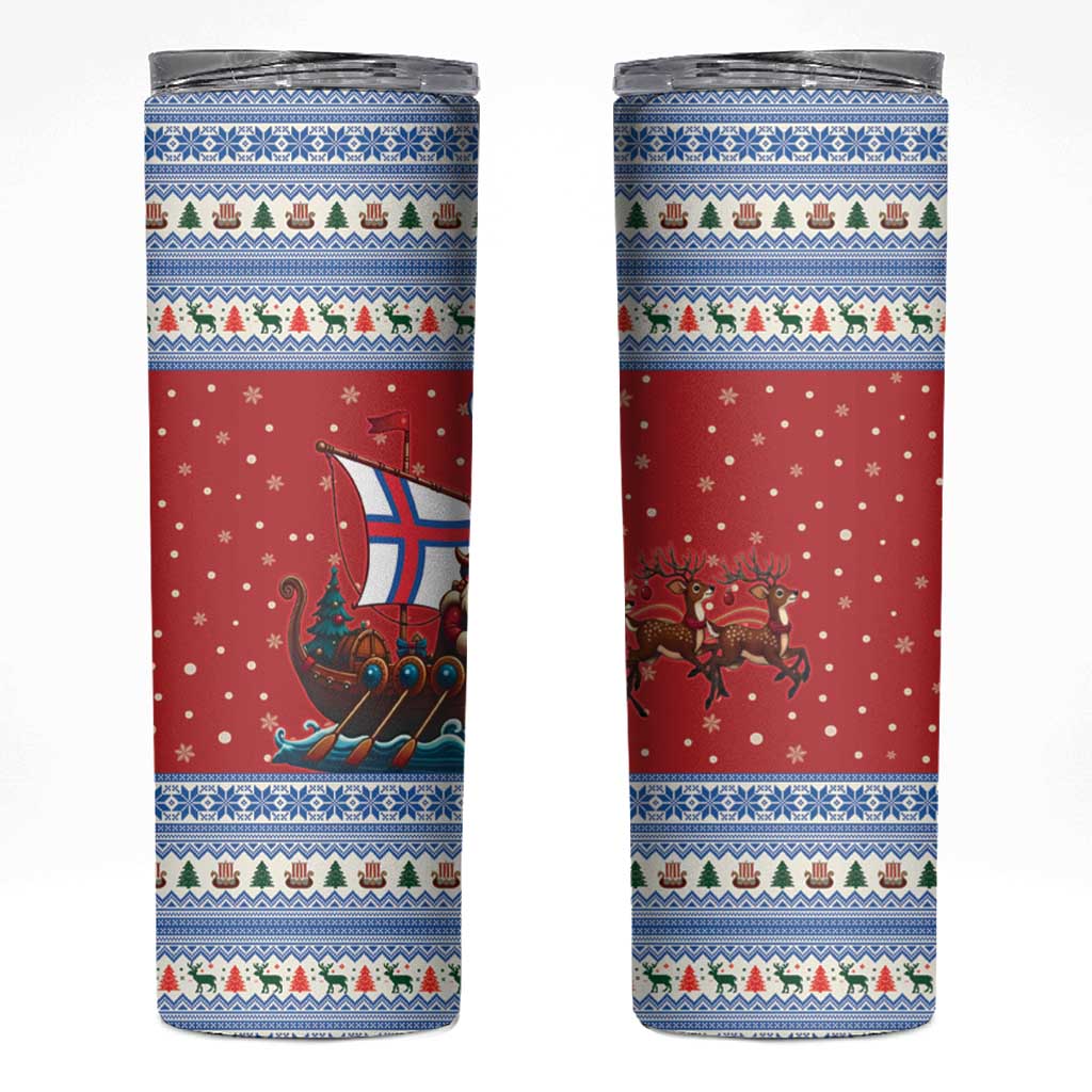 Faroe Islands Viking Santa Christmas Skinny Tumbler Funny Reindeer Norse Xmas - Wonder Print Shop