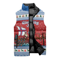Faroe Islands Viking Santa Christmas Sleeveless Puffer Jacket Funny Reindeer Norse Xmas - Wonder Print Shop