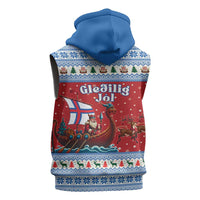 Faroe Islands Viking Santa Christmas Sleeveless Zip Hoodie Funny Reindeer Norse Xmas - Wonder Print Shop