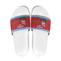 Faroe Islands Viking Santa Christmas Slide Sandals Funny Reindeer Norse Xmas - Wonder Print Shop