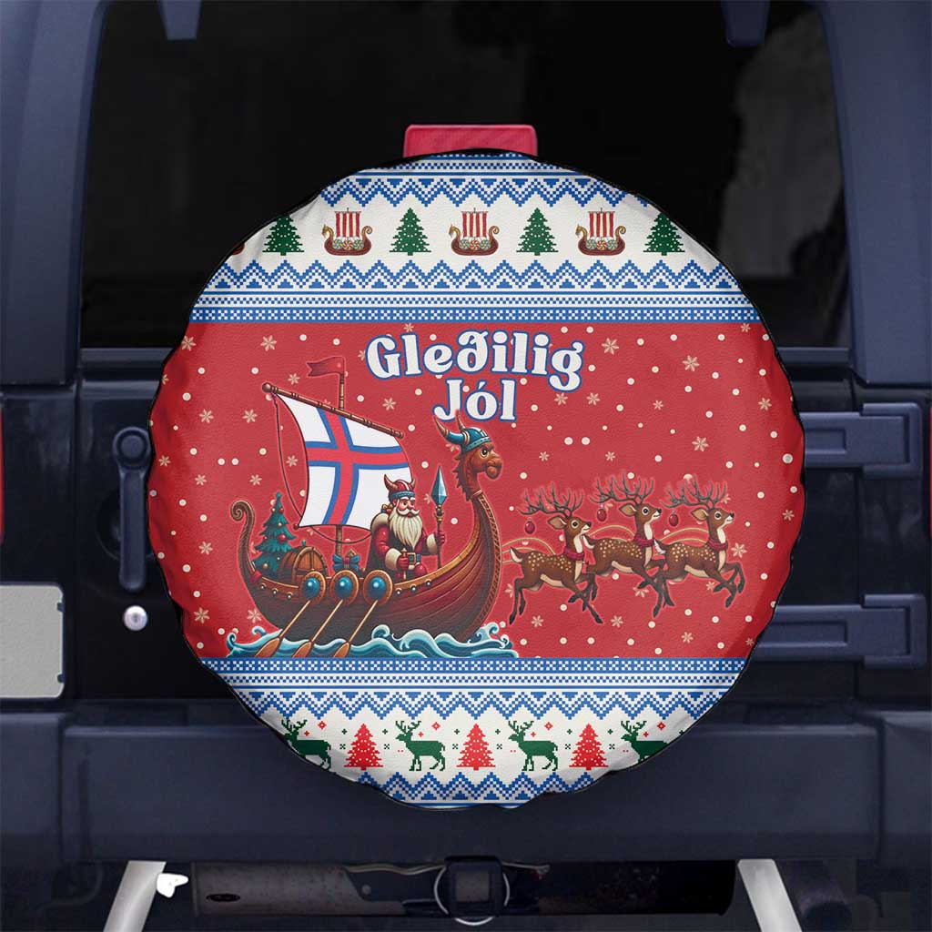 Faroe Islands Viking Santa Christmas Spare Tire Cover Funny Reindeer Norse Xmas - Wonder Print Shop