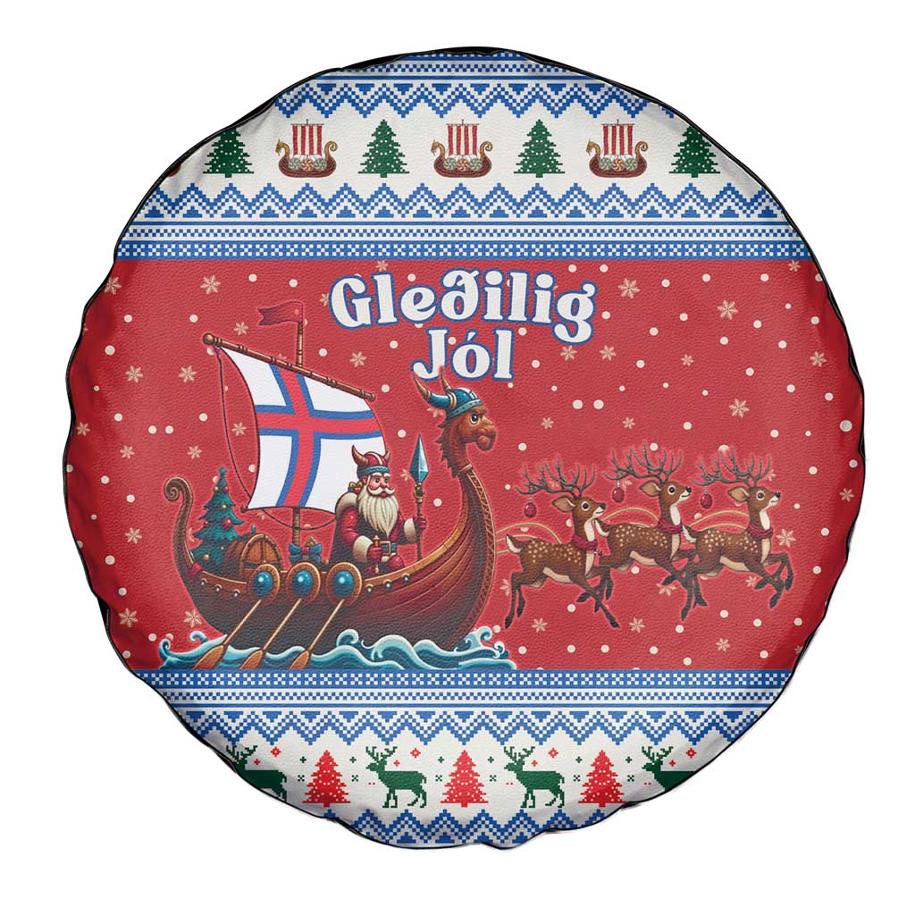 Faroe Islands Viking Santa Christmas Spare Tire Cover Funny Reindeer Norse Xmas - Wonder Print Shop
