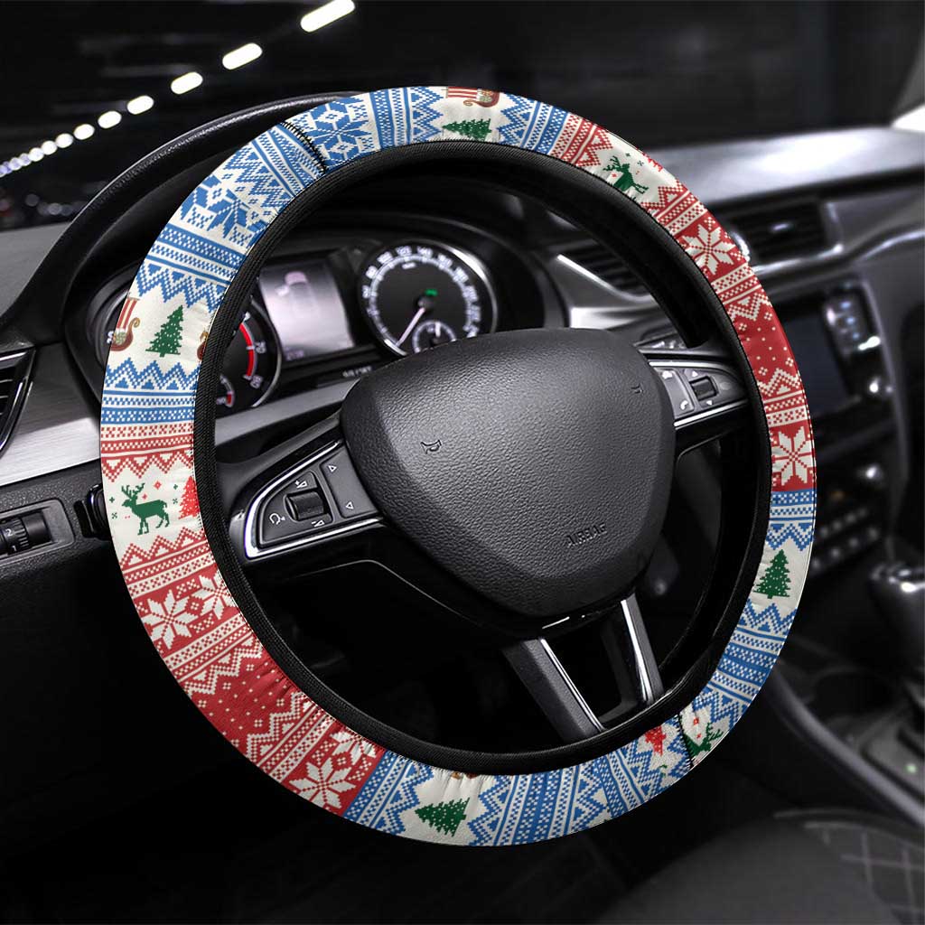 Faroe Islands Viking Santa Christmas Steering Wheel Cover Funny Reindeer Norse Xmas - Wonder Print Shop