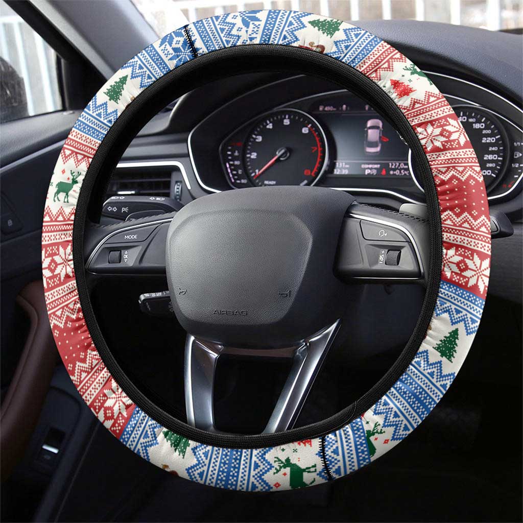 Faroe Islands Viking Santa Christmas Steering Wheel Cover Funny Reindeer Norse Xmas - Wonder Print Shop