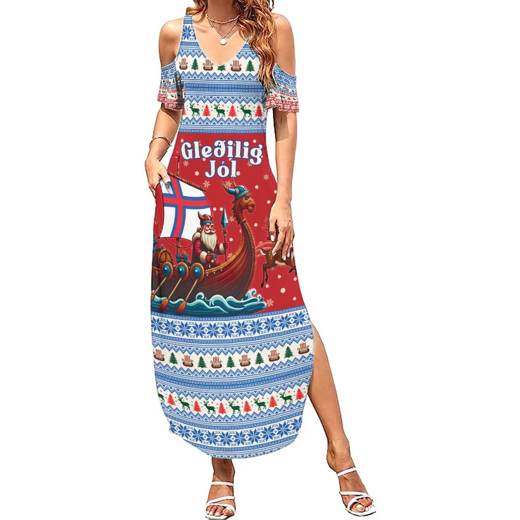 Faroe Islands Viking Santa Christmas Summer Maxi Dress Funny Reindeer Norse Xmas - Wonder Print Shop