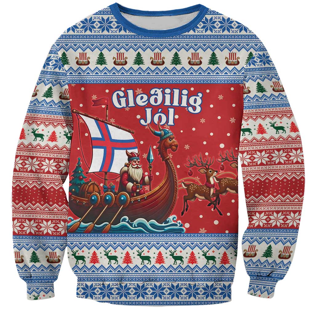 Faroe Islands Viking Santa Christmas Sweatshirt Funny Reindeer Norse Xmas - Wonder Print Shop