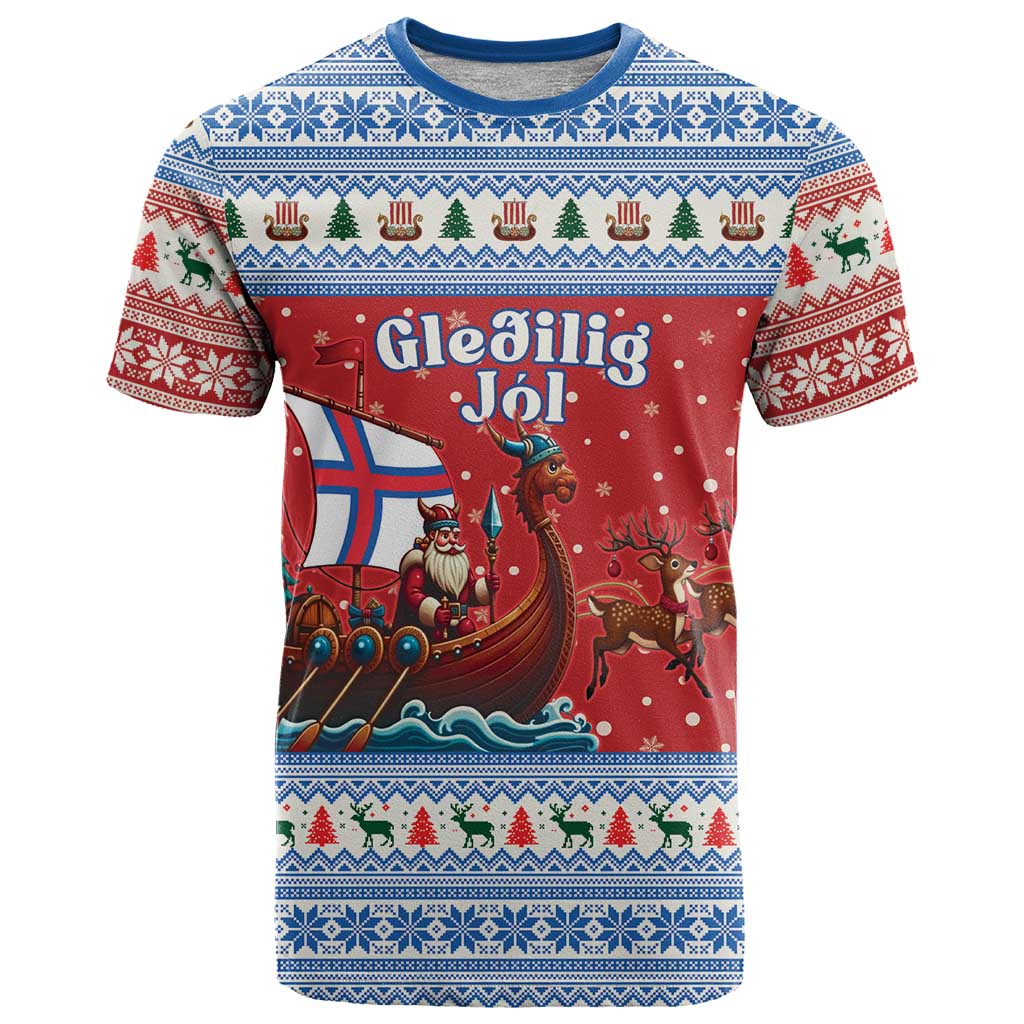 Faroe Islands Viking Santa Christmas T Shirt Funny Reindeer Norse Xmas - Wonder Print Shop