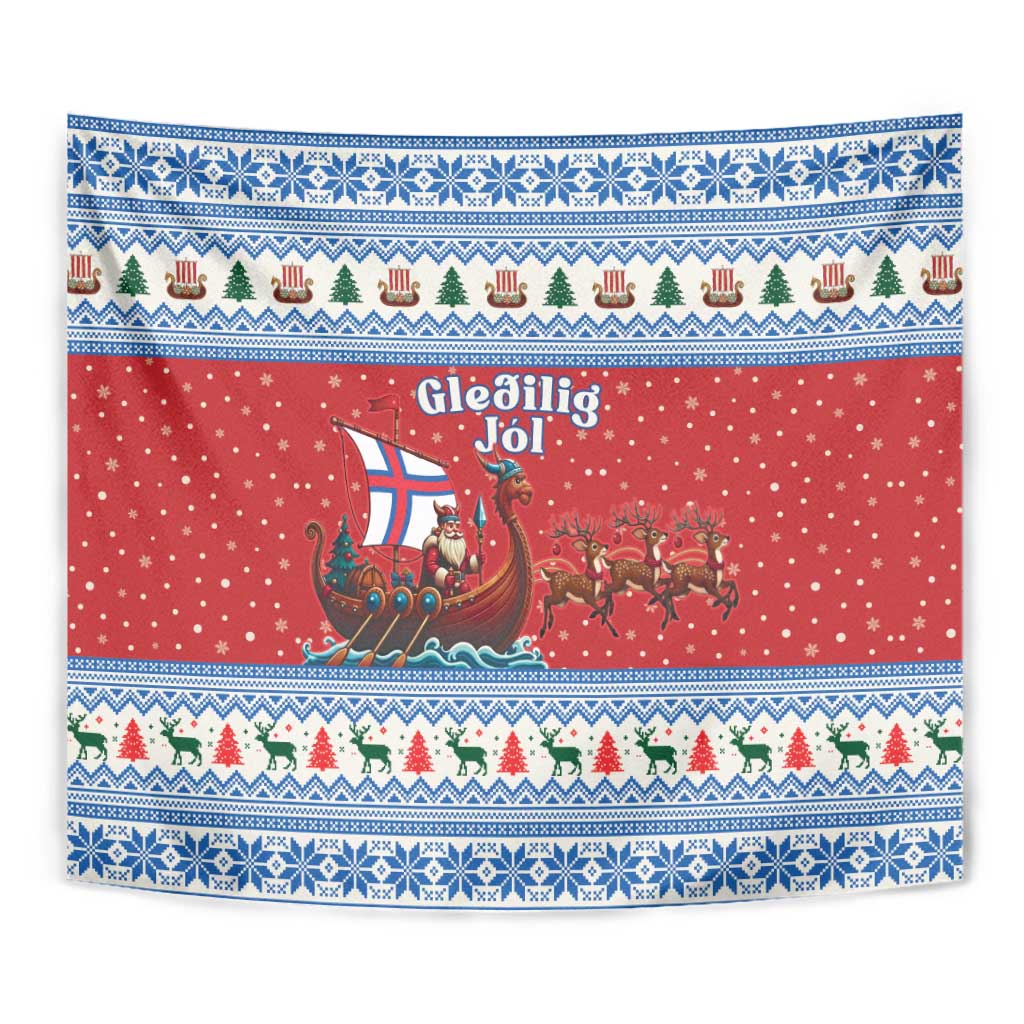 Faroe Islands Viking Santa Christmas Tapestry Funny Reindeer Norse Xmas - Wonder Print Shop