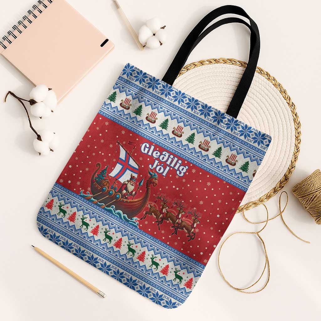 Faroe Islands Viking Santa Christmas Tote Bag Funny Reindeer Norse Xmas - Wonder Print Shop