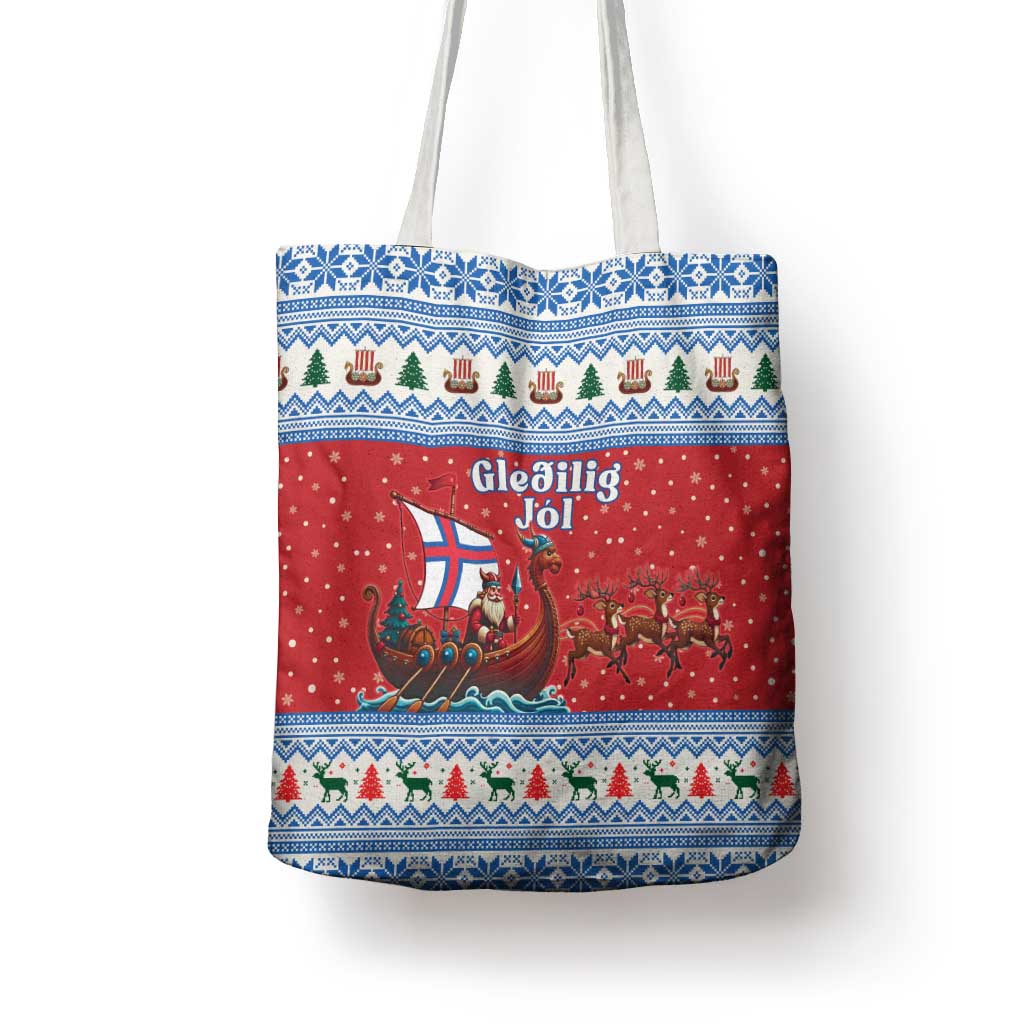 Faroe Islands Viking Santa Christmas Tote Bag Funny Reindeer Norse Xmas - Wonder Print Shop