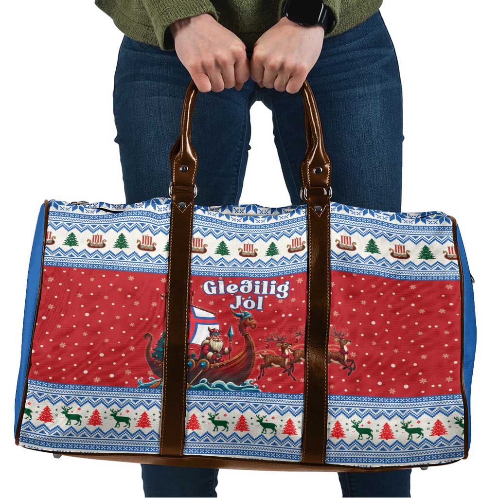 Faroe Islands Viking Santa Christmas Travel Bag Funny Reindeer Norse Xmas - Wonder Print Shop