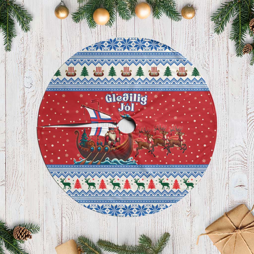 Faroe Islands Viking Santa Christmas Tree Skirt Funny Reindeer Norse Xmas - Wonder Print Shop