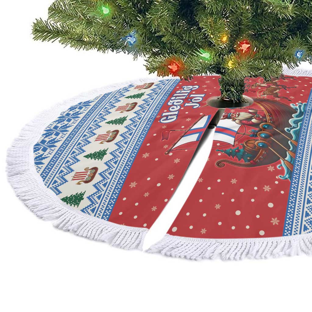 Faroe Islands Viking Santa Christmas Tree Skirt Funny Reindeer Norse Xmas - Wonder Print Shop
