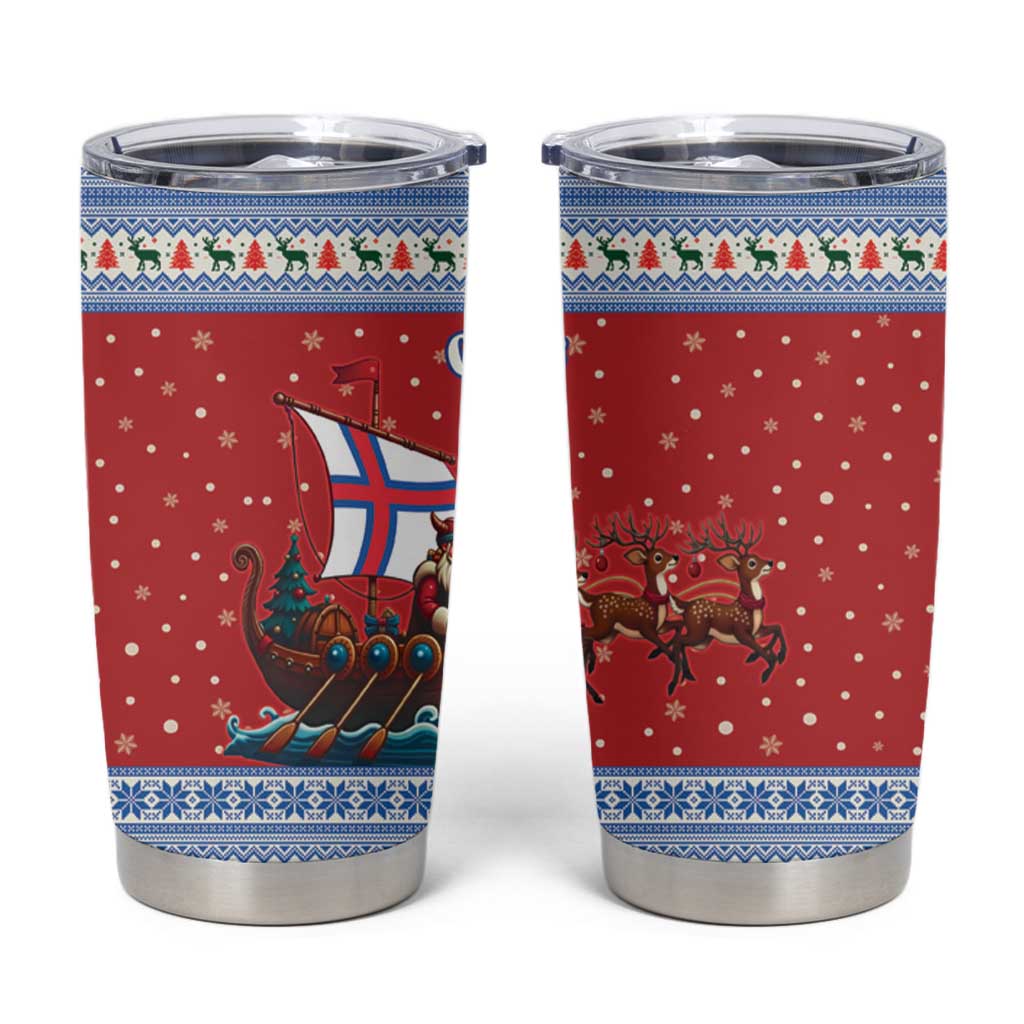 Faroe Islands Viking Santa Christmas Tumbler Cup Funny Reindeer Norse Xmas - Wonder Print Shop