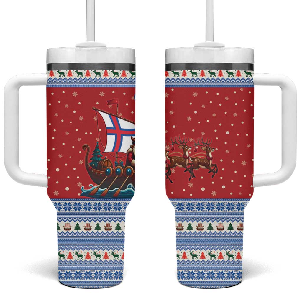 Faroe Islands Viking Santa Christmas Tumbler With Handle Funny Reindeer Norse Xmas - Wonder Print Shop