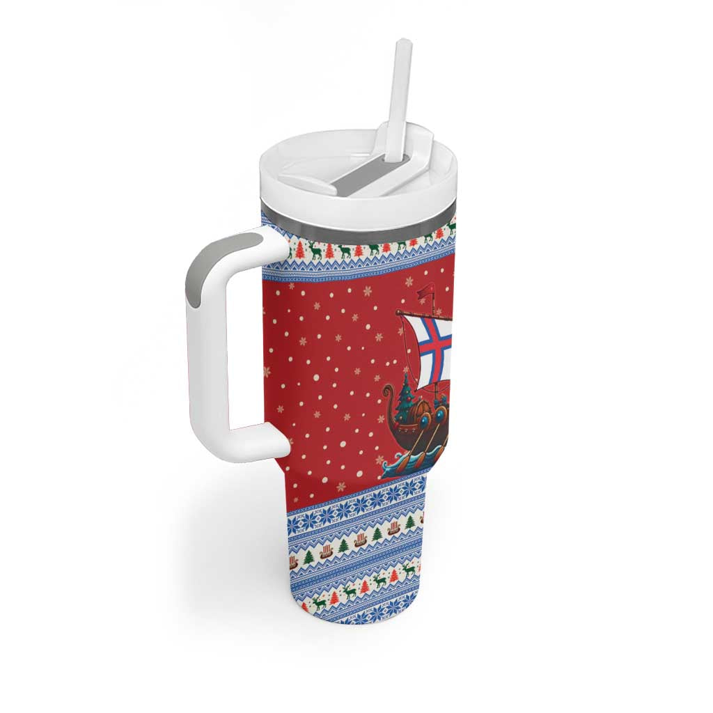 Faroe Islands Viking Santa Christmas Tumbler With Handle Funny Reindeer Norse Xmas - Wonder Print Shop