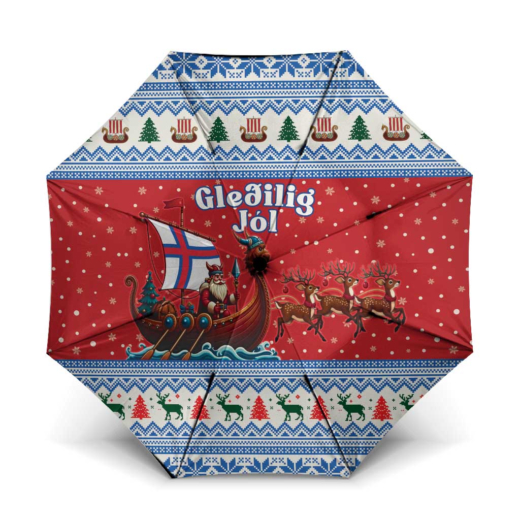 Faroe Islands Viking Santa Christmas Umbrella Funny Reindeer Norse Xmas - Wonder Print Shop