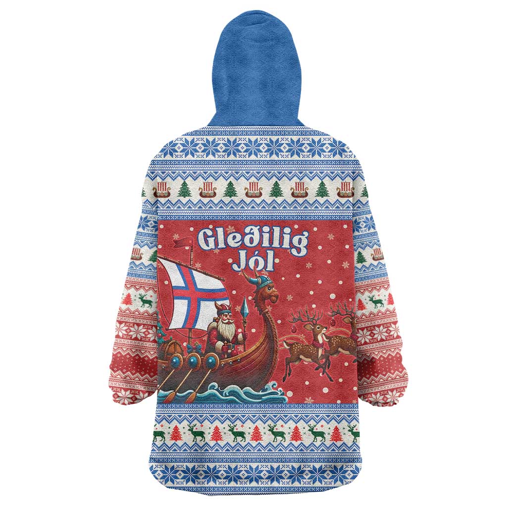 Faroe Islands Viking Santa Christmas Wearable Blanket Hoodie Funny Reindeer Norse Xmas - Wonder Print Shop