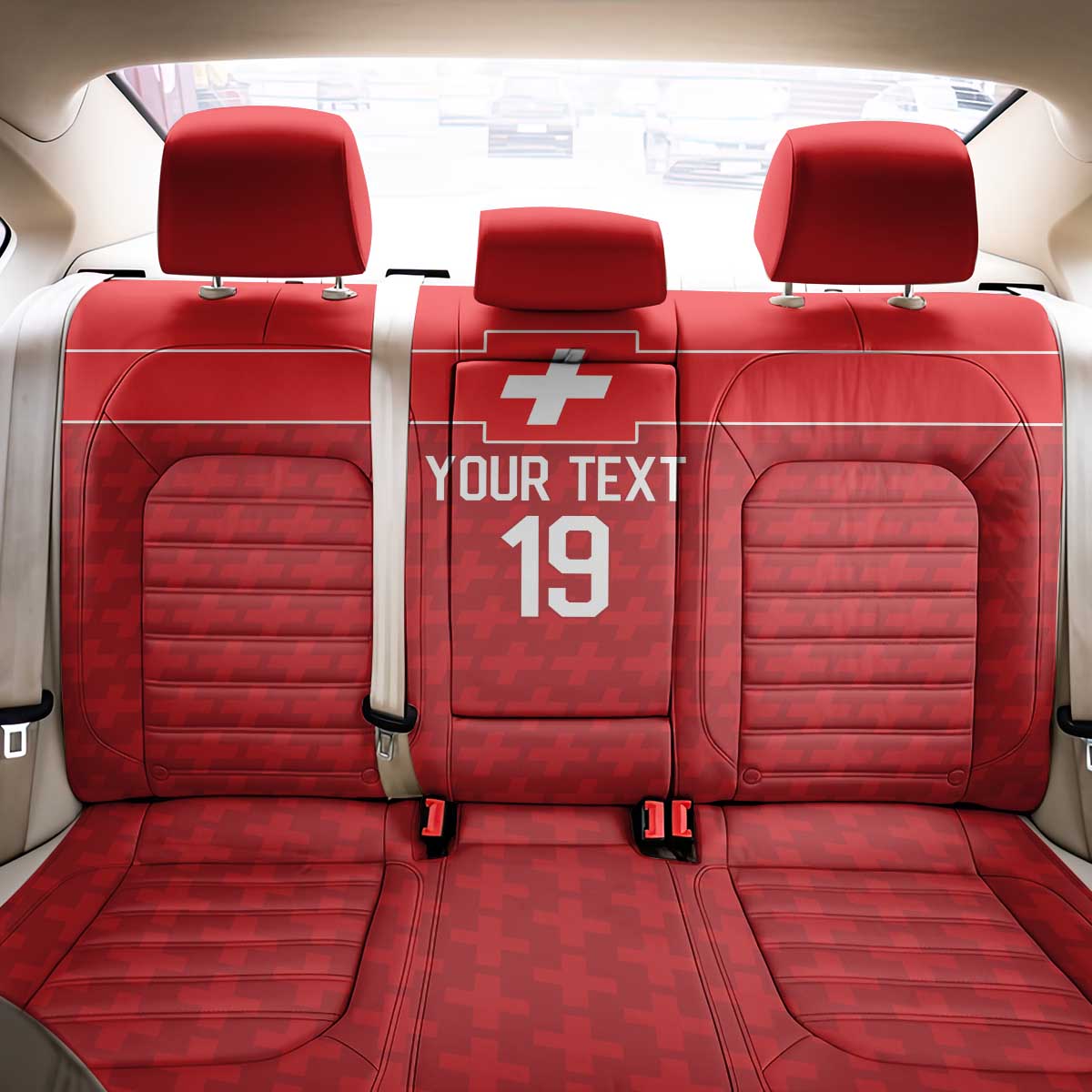 Custom World Football 2026 Switzerland Back Car Seat Cover Schweiz Hopp Schwiiz - Wonder Print Shop