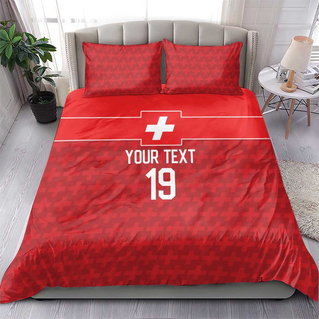 Custom World Football 2026 Switzerland Bedding Set Schweiz Hopp Schwiiz - Wonder Print Shop
