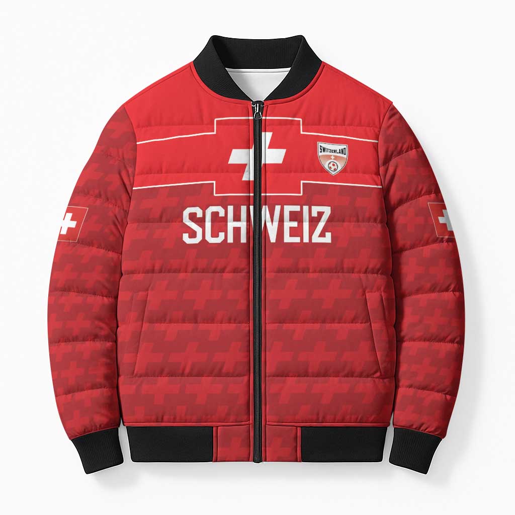 Custom World Football 2026 Switzerland Bomber Puffer Jacket Schweiz Hopp Schwiiz - Wonder Print Shop