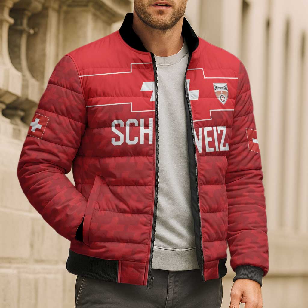 Custom World Football 2026 Switzerland Bomber Puffer Jacket Schweiz Hopp Schwiiz - Wonder Print Shop