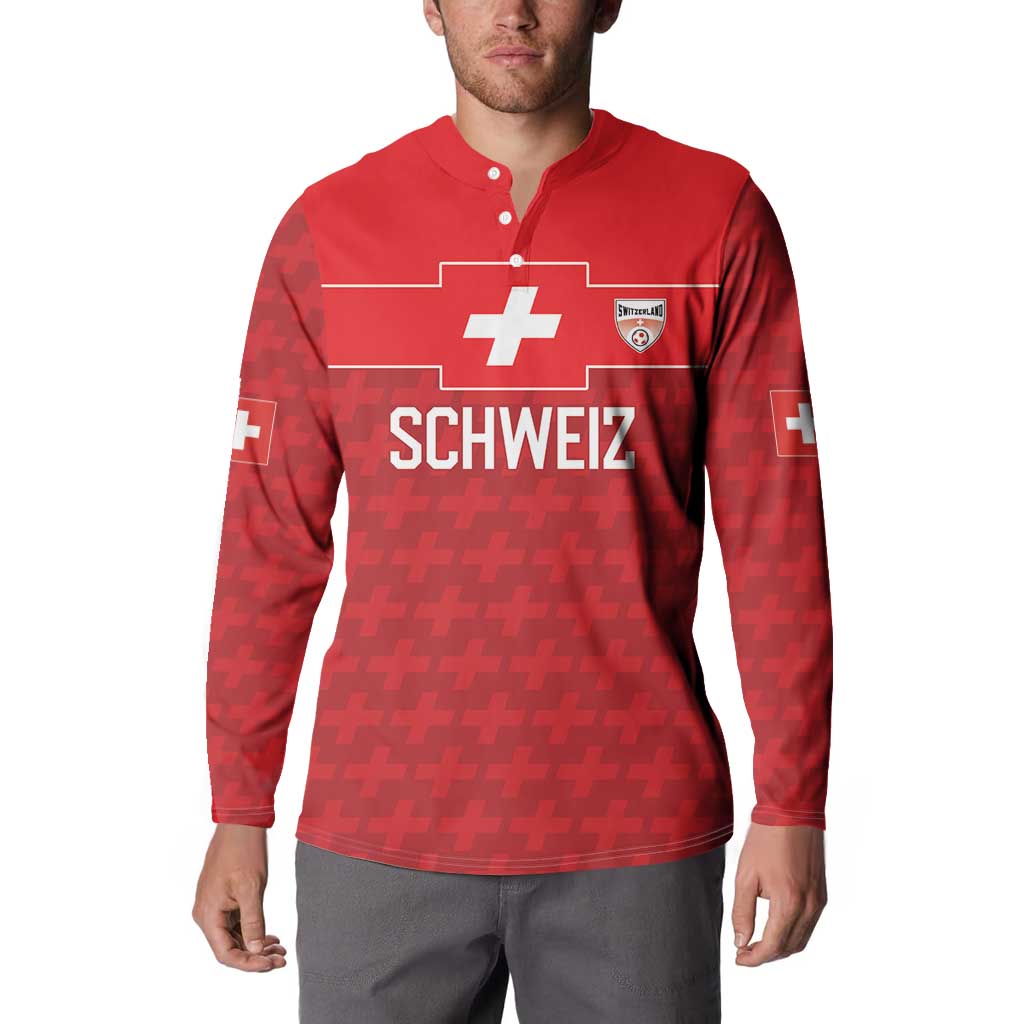 Custom World Football 2026 Switzerland Button Sweatshirt Schweiz Hopp Schwiiz - Wonder Print Shop