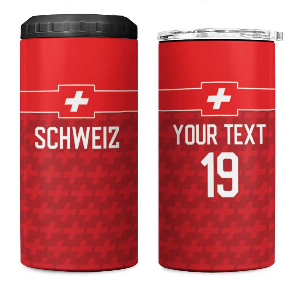 Custom World Football 2026 Switzerland 4 in 1 Can Cooler Tumbler Schweiz Hopp Schwiiz - Wonder Print Shop