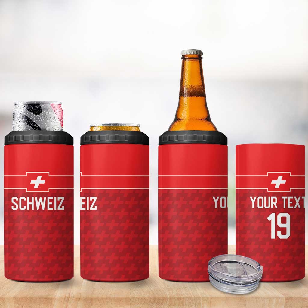 Custom World Football 2026 Switzerland 4 in 1 Can Cooler Tumbler Schweiz Hopp Schwiiz - Wonder Print Shop