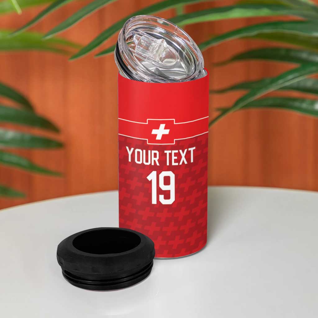 Custom World Football 2026 Switzerland 4 in 1 Can Cooler Tumbler Schweiz Hopp Schwiiz - Wonder Print Shop