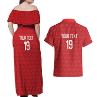 Custom World Football 2026 Switzerland Couples Matching Off Shoulder Maxi Dress and Hawaiian Shirt Schweiz Hopp Schwiiz - Wonder Print Shop