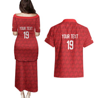 Custom World Football 2026 Switzerland Couples Matching Puletasi and Hawaiian Shirt Schweiz Hopp Schwiiz - Wonder Print Shop