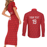 Custom World Football 2026 Switzerland Couples Matching Short Sleeve Bodycon Dress and Long Sleeve Button Shirt Schweiz Hopp Schwiiz - Wonder Print Shop