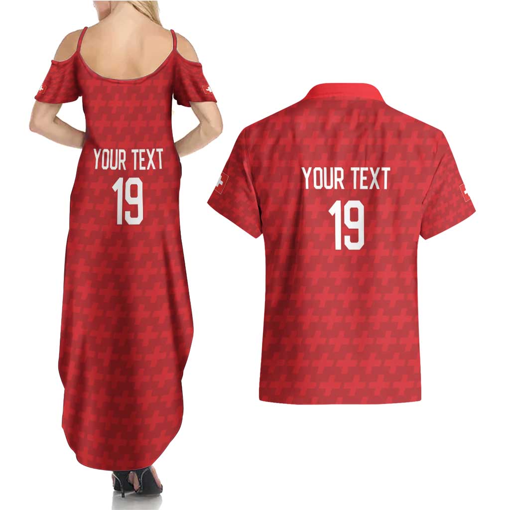 Custom World Football 2026 Switzerland Couples Matching Summer Maxi Dress and Hawaiian Shirt Schweiz Hopp Schwiiz - Wonder Print Shop