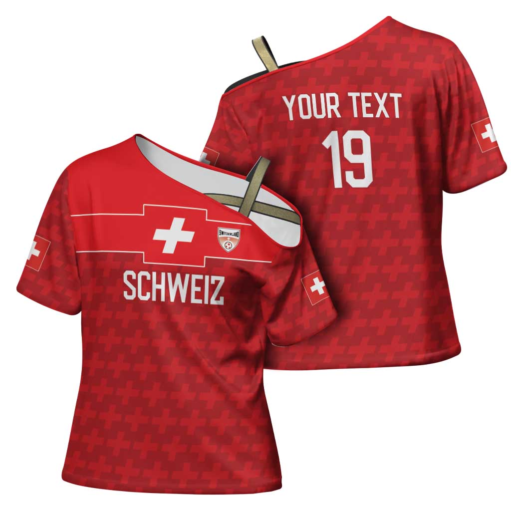 Custom World Football 2026 Switzerland Cross Shoulder Shirt Schweiz Hopp Schwiiz - Wonder Print Shop
