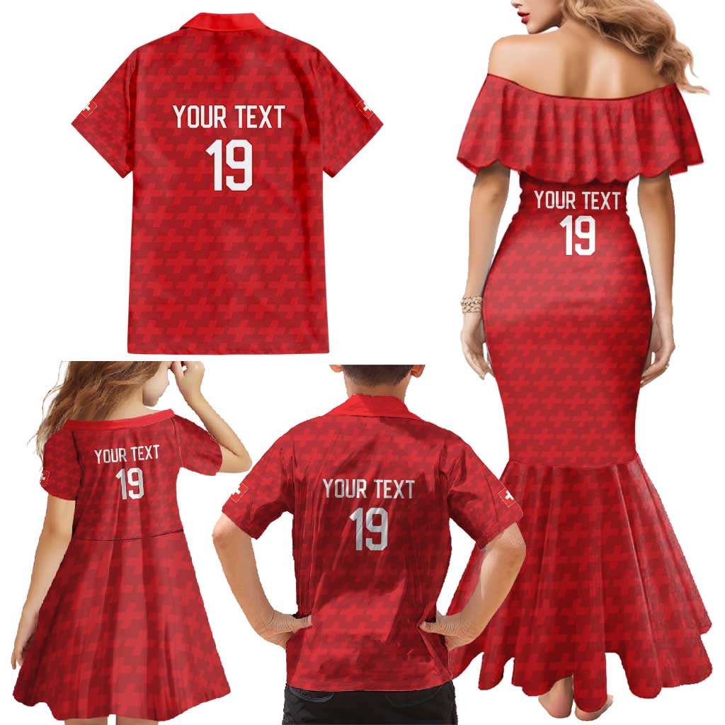 Custom World Football 2026 Switzerland Family Matching Mermaid Dress and Hawaiian Shirt Schweiz Hopp Schwiiz - Wonder Print Shop