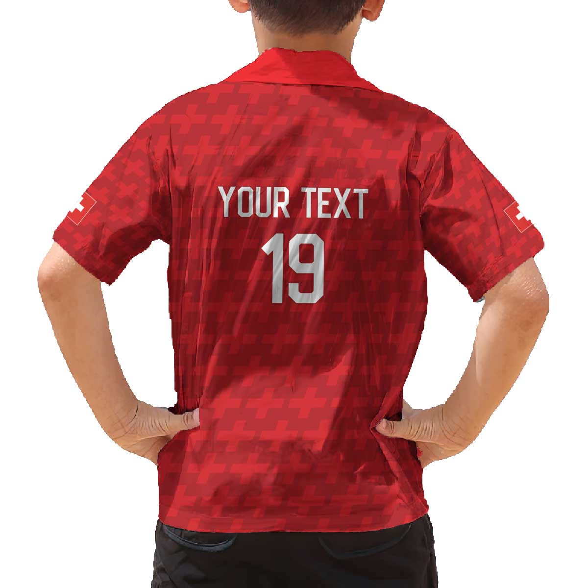 Custom World Football 2026 Switzerland Family Matching Off The Shoulder Long Sleeve Dress and Hawaiian Shirt Schweiz Hopp Schwiiz - Wonder Print Shop