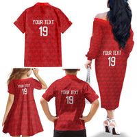Custom World Football 2026 Switzerland Family Matching Off The Shoulder Long Sleeve Dress and Hawaiian Shirt Schweiz Hopp Schwiiz - Wonder Print Shop