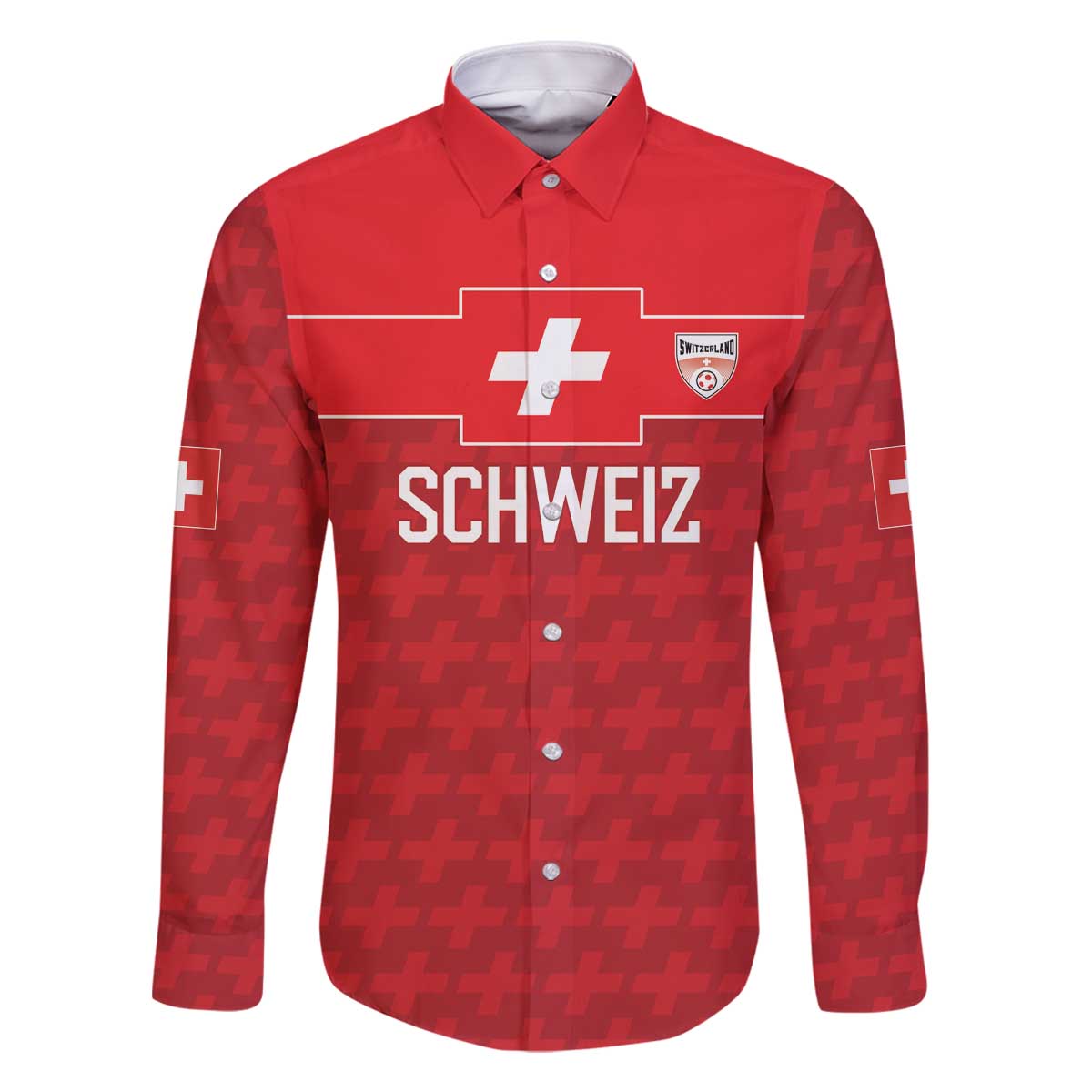 Custom World Football 2026 Switzerland Family Matching Off The Shoulder Long Sleeve Dress and Hawaiian Shirt Schweiz Hopp Schwiiz - Wonder Print Shop
