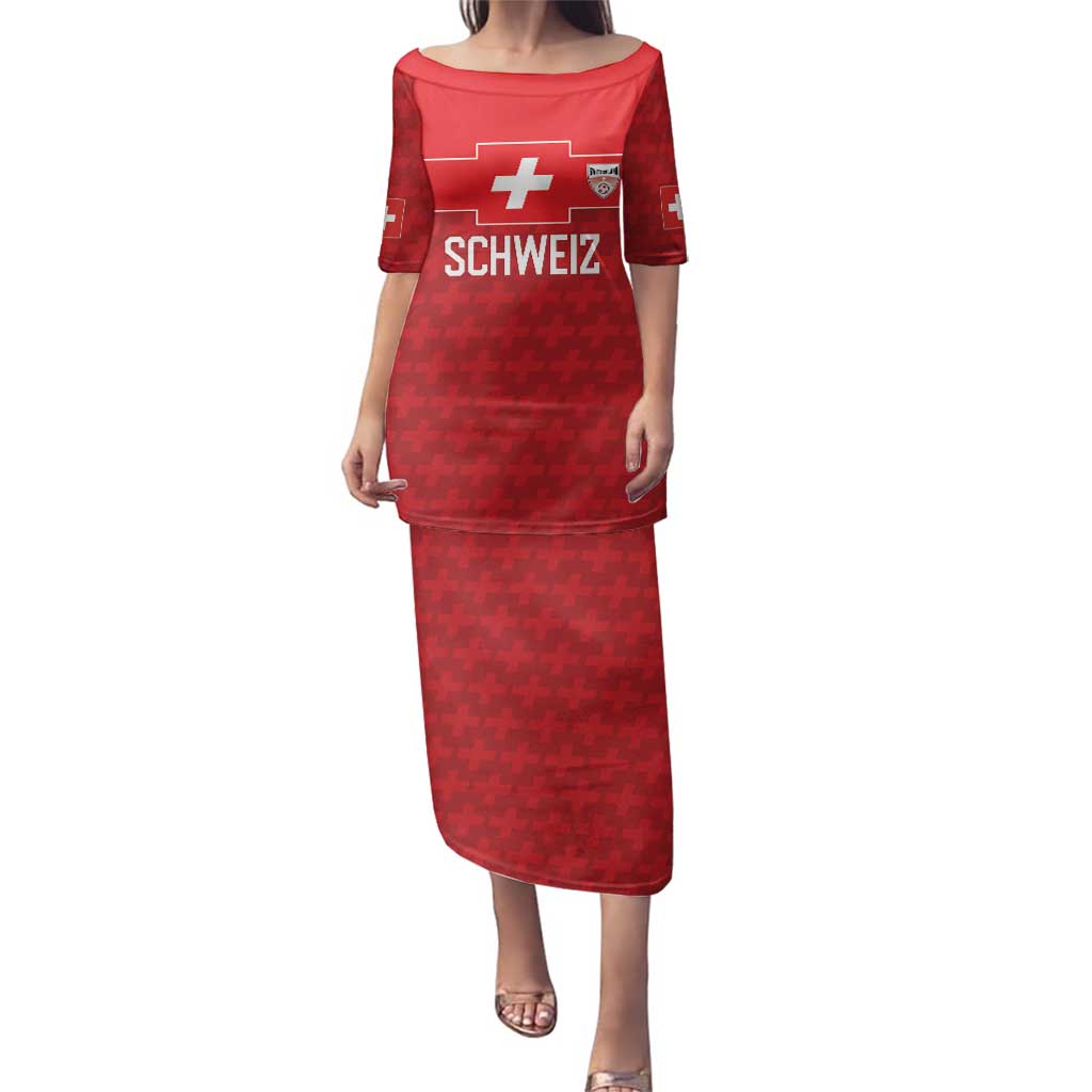 Custom World Football 2026 Switzerland Family Matching Puletasi and Hawaiian Shirt Schweiz Hopp Schwiiz - Wonder Print Shop