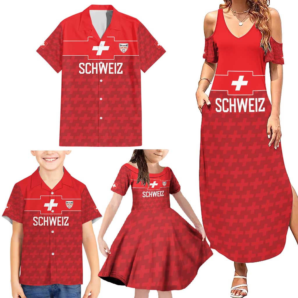 Custom World Football 2026 Switzerland Family Matching Summer Maxi Dress and Hawaiian Shirt Schweiz Hopp Schwiiz - Wonder Print Shop