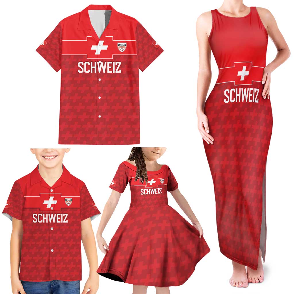 Custom World Football 2026 Switzerland Family Matching Tank Maxi Dress and Hawaiian Shirt Schweiz Hopp Schwiiz - Wonder Print Shop