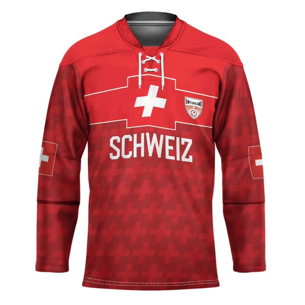 Custom World Football 2026 Switzerland Hockey Jersey Schweiz Hopp Schwiiz - Wonder Print Shop