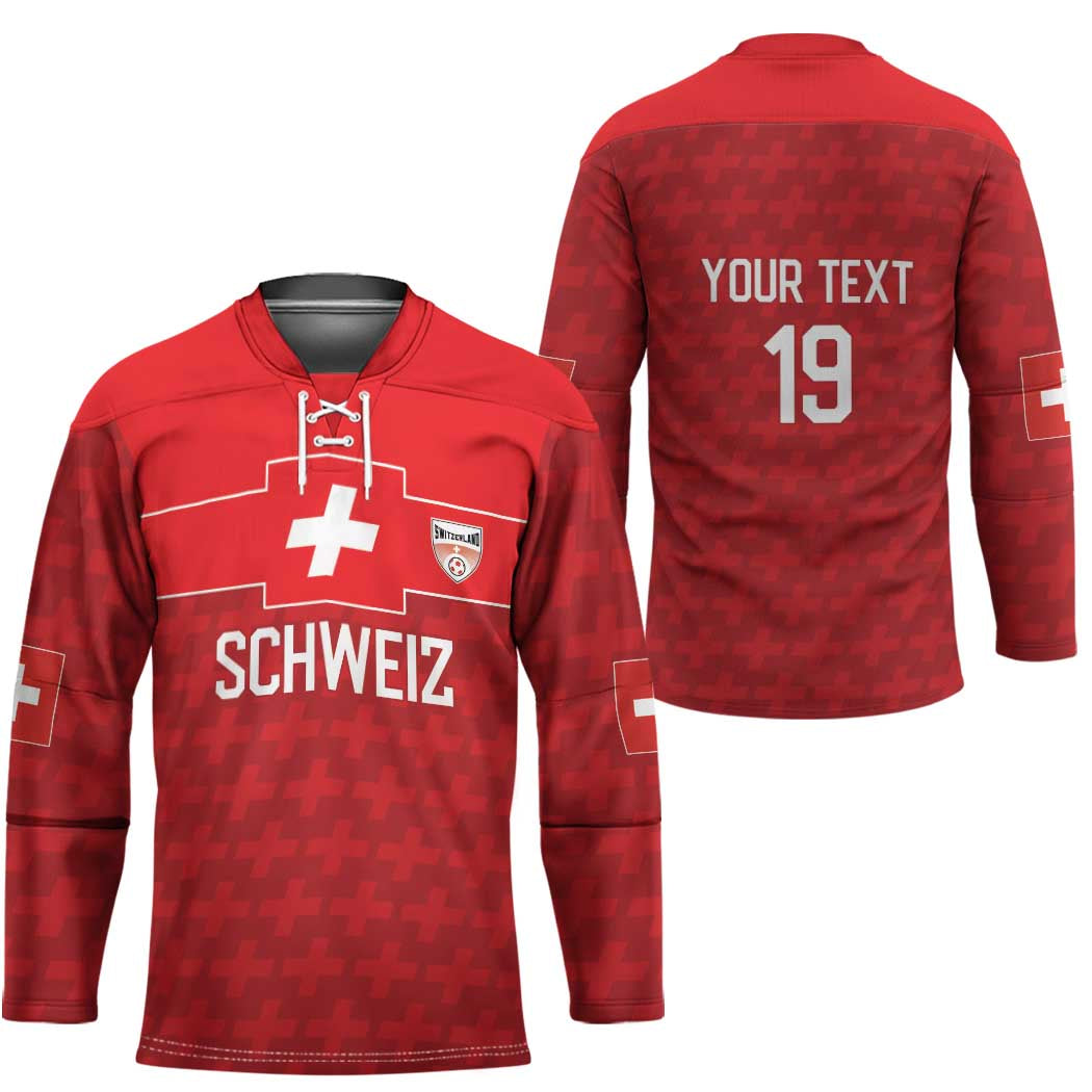 Custom World Football 2026 Switzerland Hockey Jersey Schweiz Hopp Schwiiz - Wonder Print Shop