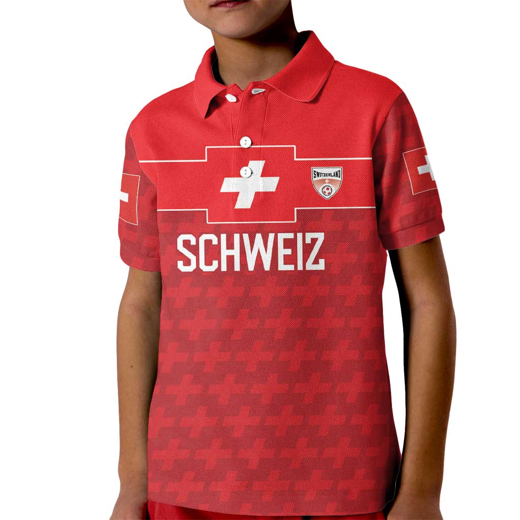 Custom World Football 2026 Switzerland Kid Polo Shirt Schweiz Hopp Schwiiz - Wonder Print Shop