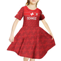 Custom World Football 2026 Switzerland Kid Short Sleeve Dress Schweiz Hopp Schwiiz - Wonder Print Shop