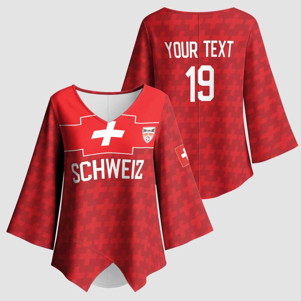 Custom World Football 2026 Switzerland Kimono Sleeve Blouse Schweiz Hopp Schwiiz - Wonder Print Shop